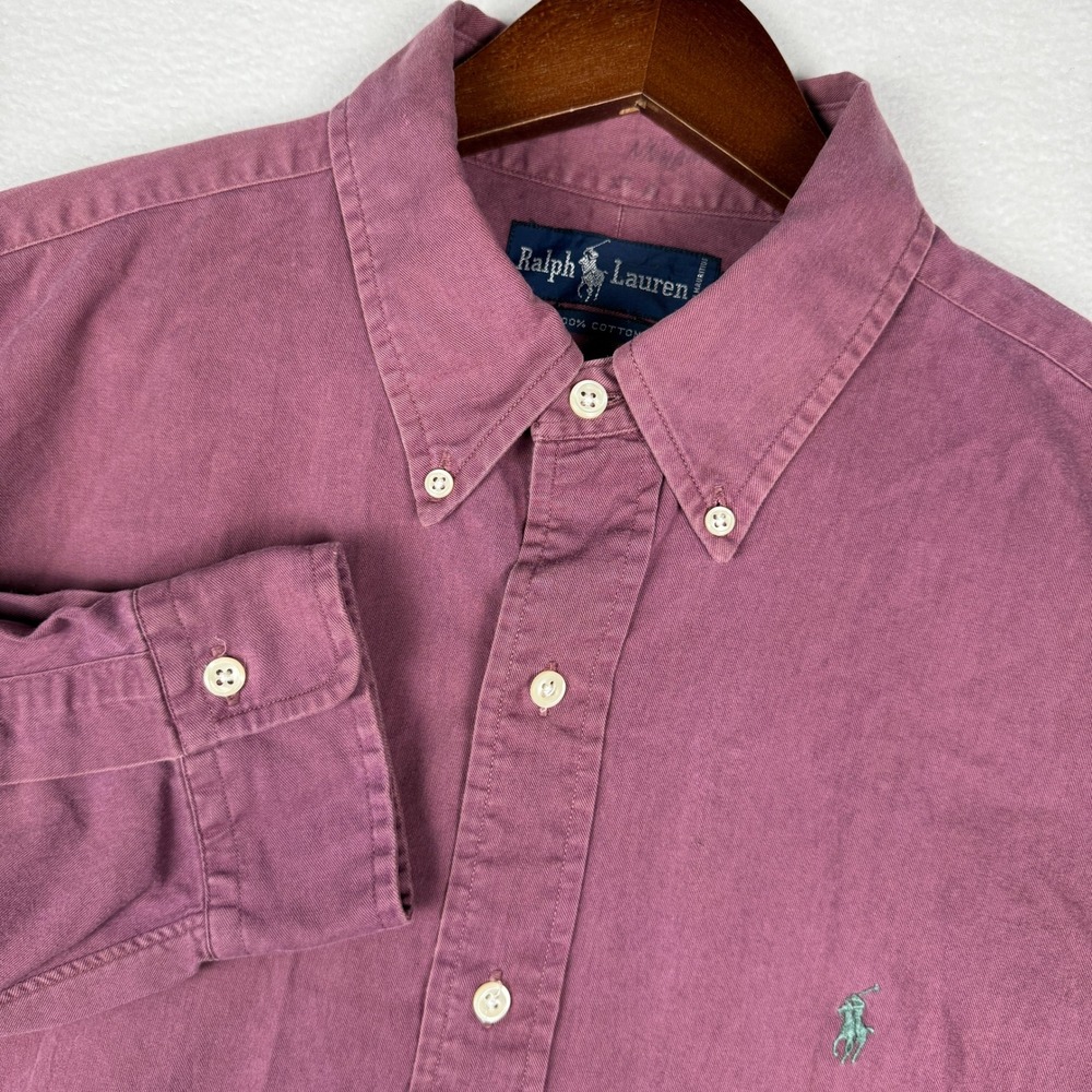 Polo Ralph Lauren Mens L Plum Burgundy LS Button Down Shirt Embroidered Pony